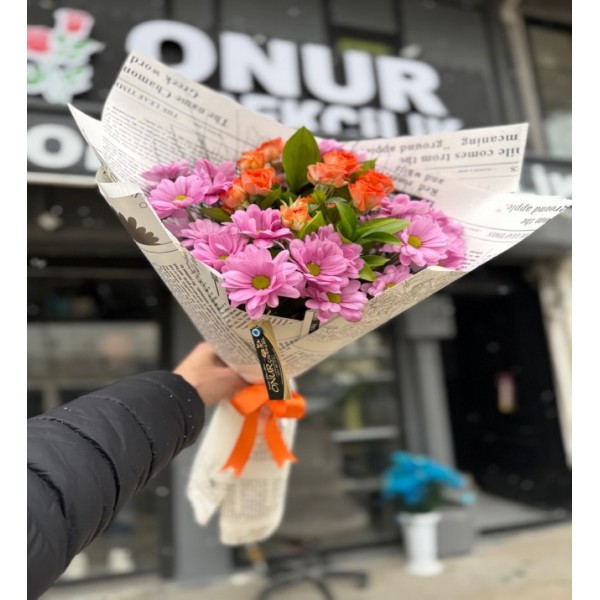 Pembe Papatya Turunca Çardak Gül