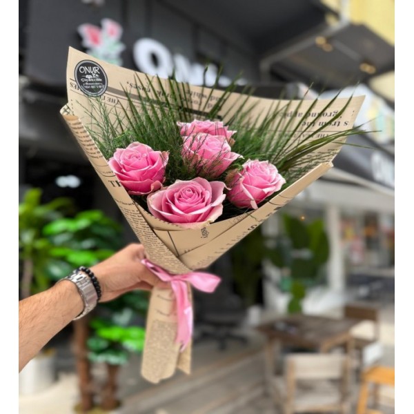 5 Adet Pembe Gül