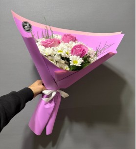 Papatya ve Pembe Gül Buketi