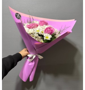 Papatya ve Pembe Gül Buketi