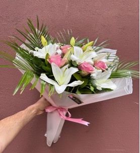 Lilyum & Pembe Gül Buketi