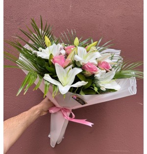 Lilyum & Pembe Gül Buketi